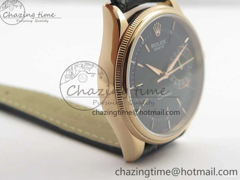 Markers Edition on Date BP Real Stick Cellini Black SA3165 RG 50519 Best Black Maker Dial Strap Leather 0725